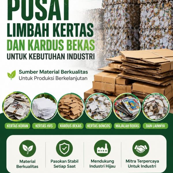 Pusat Limbah Kertas dan Kardus Bekas untuk Kebutuhan Industri